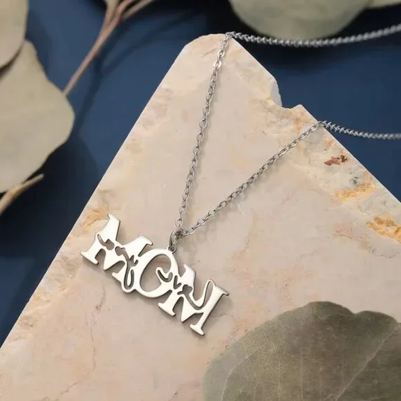 Stainless steel silver mom necklace - Picture 2 of 2